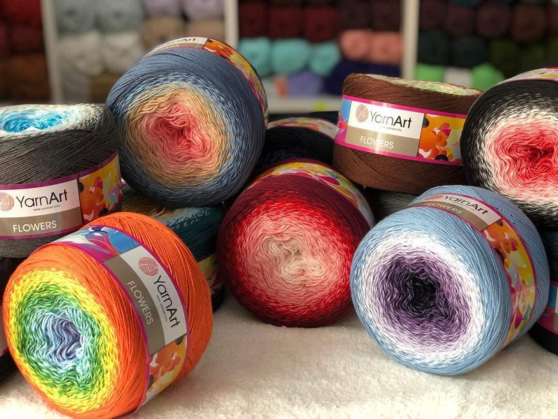 YarnArt Yarn Art YarnArt Flowers Yarn 55% Cotton 45% Acrylic 250gr 1094yds Multicolor Cotton Yarn Rainbow Crochet Yarn Spring Summer - 1 Fine Sport Skein (290) - Image 5